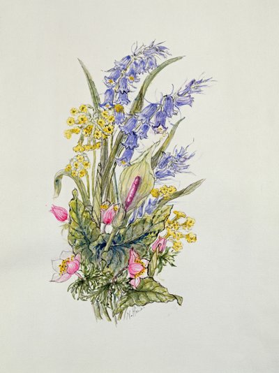 Bouquet de jacinthes avec primevères, églantines et lys - Nell Hill